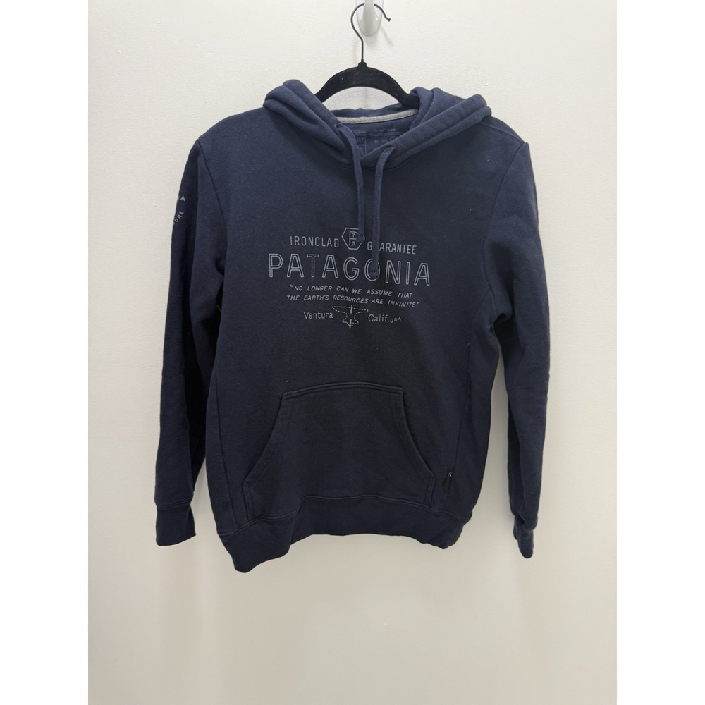 Patagonia Ironclad Guarantee Hoodie Women's XS Navy Pullover Graphic Sweatshirt